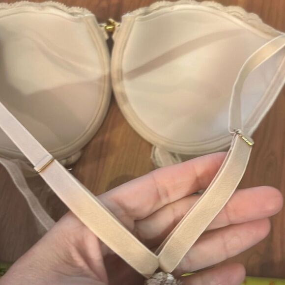 NWOT Natori beige underwire bra racer back with lace size 34C - Picture 4 of 5